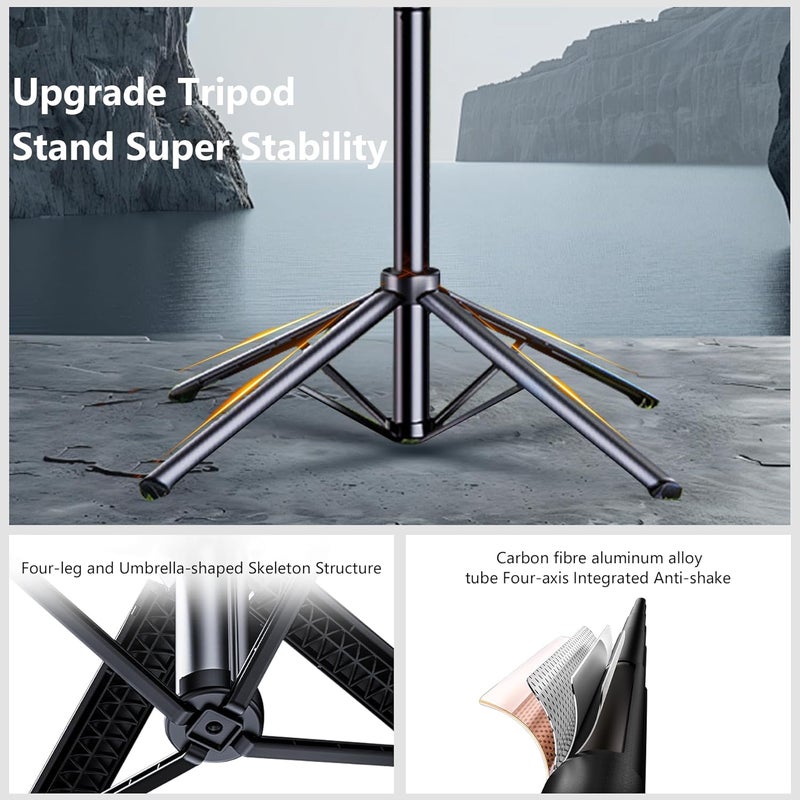 DMYWB Auto Face Tracking Selfie Stick Tripod for iPhone with Light 70.9" Phone Camera Tripod Stand 360 Rotation Follows Your Movement with Remote for Content Creator Vlog Live Stream Video Record - Image 3